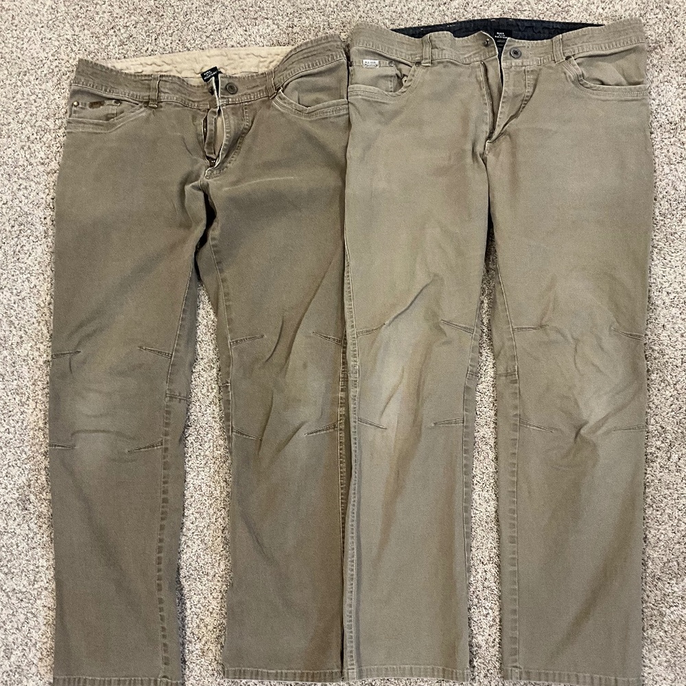 Lot Of 2 Pair Of Tan Color Kuhl Kanvas Jeans, Size 38x34